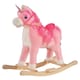 image 1 of HOMCOM Kids Plush Rocking Horse Ride On Unicorn with Sound Moving Mouth Wagging Tail Children Rocker Toy Gift 3-6 Years Pink