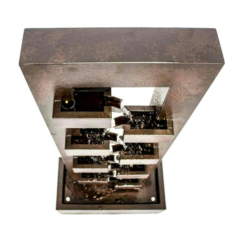 image 1 of Primrose Corbino 8 Tier Cascading Zinc Water Feature with Lights Bronze 109cm