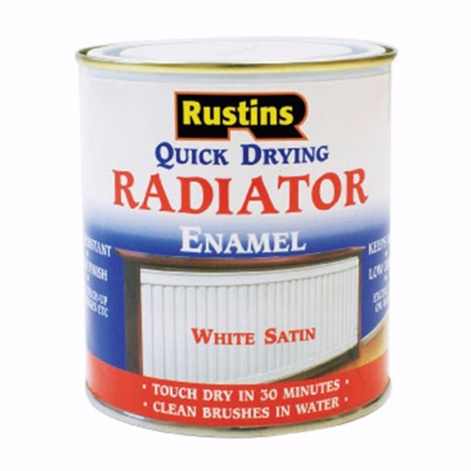 Rustins Quick Drying Radiator Enamel Satin - White 1L | White | 1L | 1