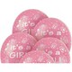 image 2 of Unique Party Its A Girl Latex Baby Shower Balloons (Pack of 5) - Pink/White - One Size