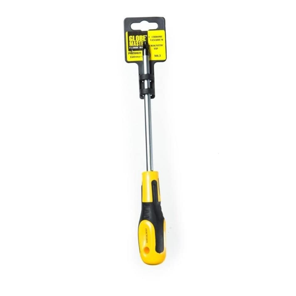 Globemaster Prof Pozi Screwdriver - Silver/Yellow/Black - 150mm