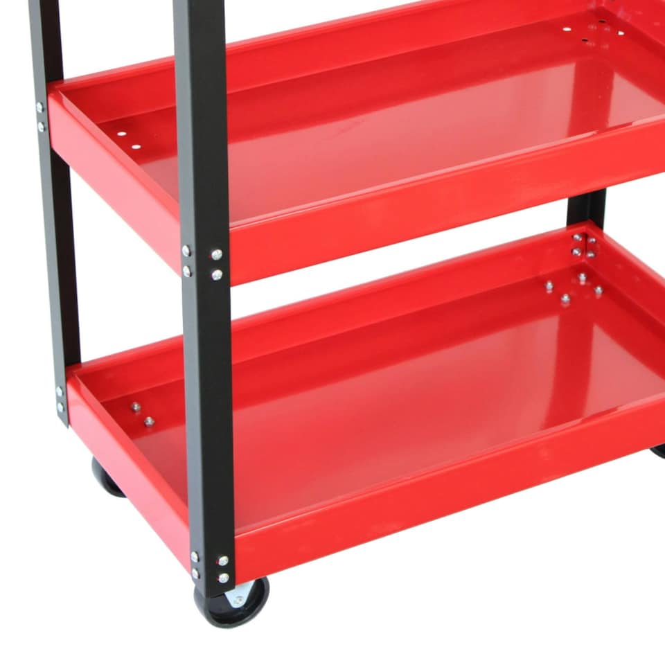 image 1 of Oypla Heavy Duty 3 Tier Mobile Workshop Garage Tool Storage Trolley Red