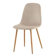 Luxe Dining Chair 2pc Sandshell Wood Printed Coating Cream