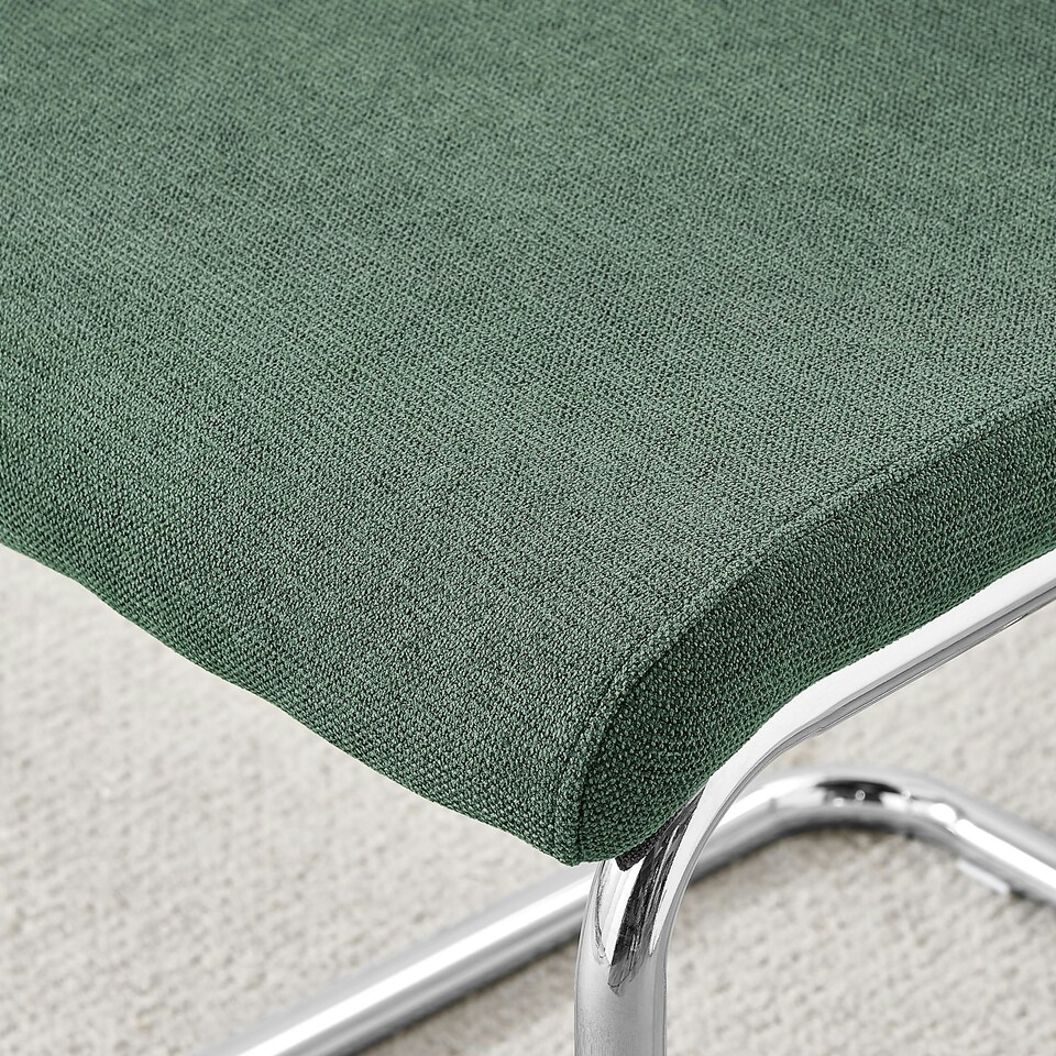 image 1 of Furniturebox Lorenzo 2x Green Fabric Silver Leg Dining Chair