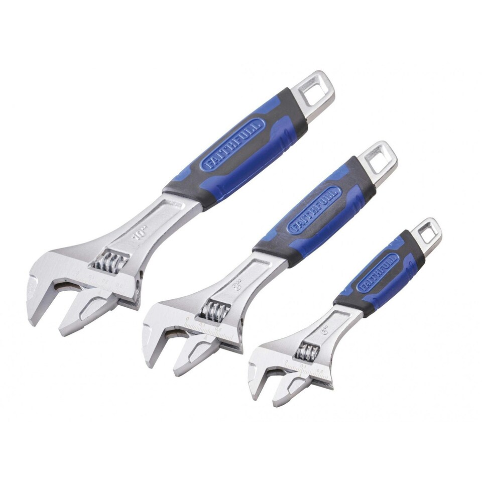 Faithfull Adjustable Spanner Set, 3 Piece - Multi Colour - One Size
