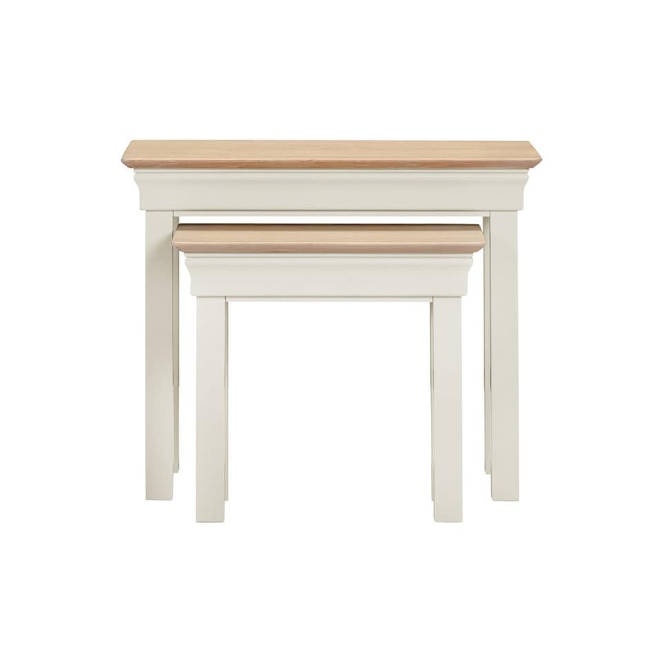 image 1 of Bordeaux Nest of 2 Tables - Ivory - Oak