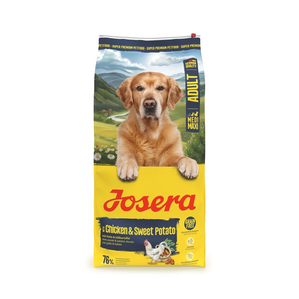 image 1 of Josera Medi/Maxi Adult Chicken & Sweet Potato complete dog food | Grain-free | Medium & Large breeds | Lots of meat | Active dogs | Green-Lipped Mussel | 12.5kg