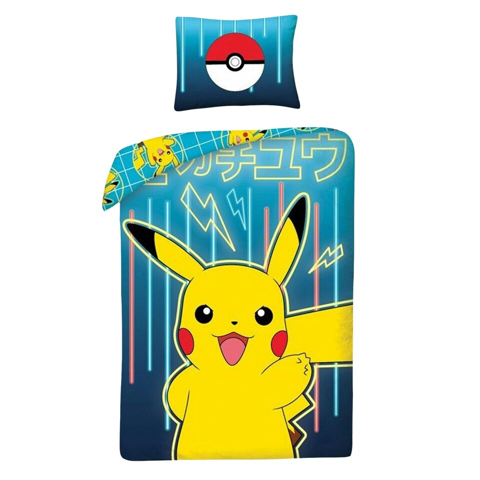 image 1 of Pokemon Cotton Duvet Cover Set - Blue - Single Blue | Single