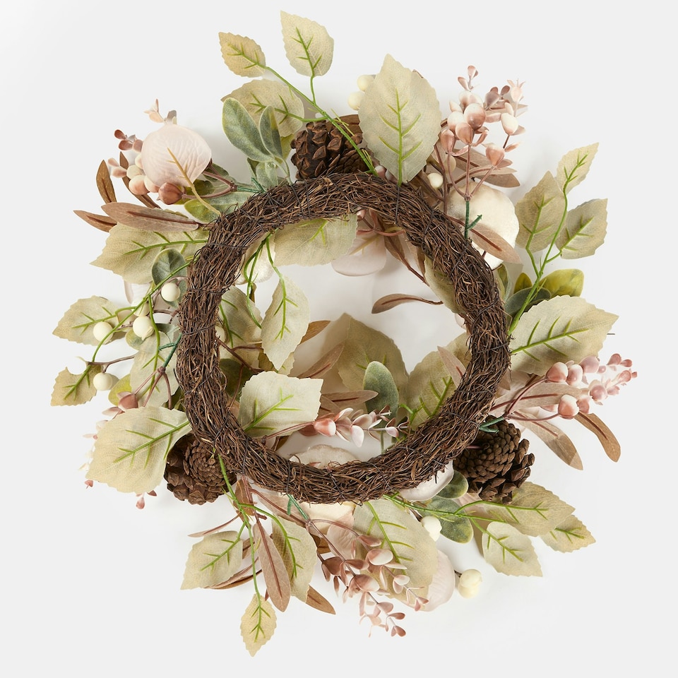 image 1 of OHS Autumnal Pumpkin Velvet Artificial Faux Home Door Wall Decor Wreath