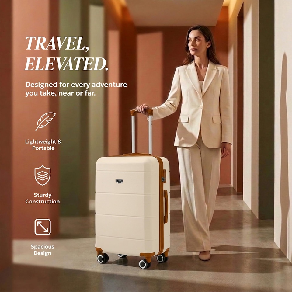 image 1 of Lugg Jetset Lightweight Hard Shell Suitcase ABS 4 Wheels TSA Lock (65x44x25.5cm)