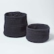 image 5 of Homescapes Black Cotton Knitted Round Storage Basket - 37 x 21 cm | Black | Black | M