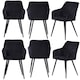 image 1 of Set of 6 Camden Modern Velvet Dining Chairs with Armrests, Quilted Design & Black Metal Legs Black
