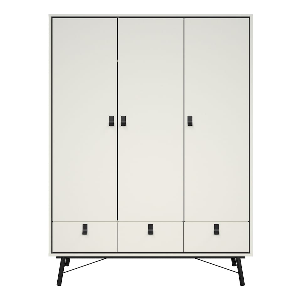 image 1 of Ry Wardrobe 3 Doors 3 Drawers in Matt White
