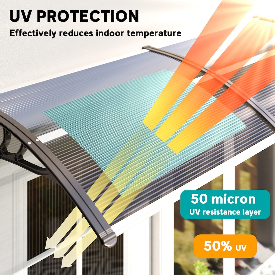 image 1 of Outsunny Door Canopy Awning Outdoor Window Rain Shelter for Door 196 x 75cm | Black | Black | 1