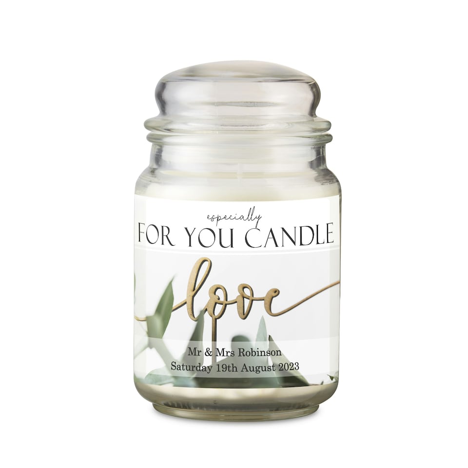 image 1 of Personalised Love Large Scented Jar Candle White