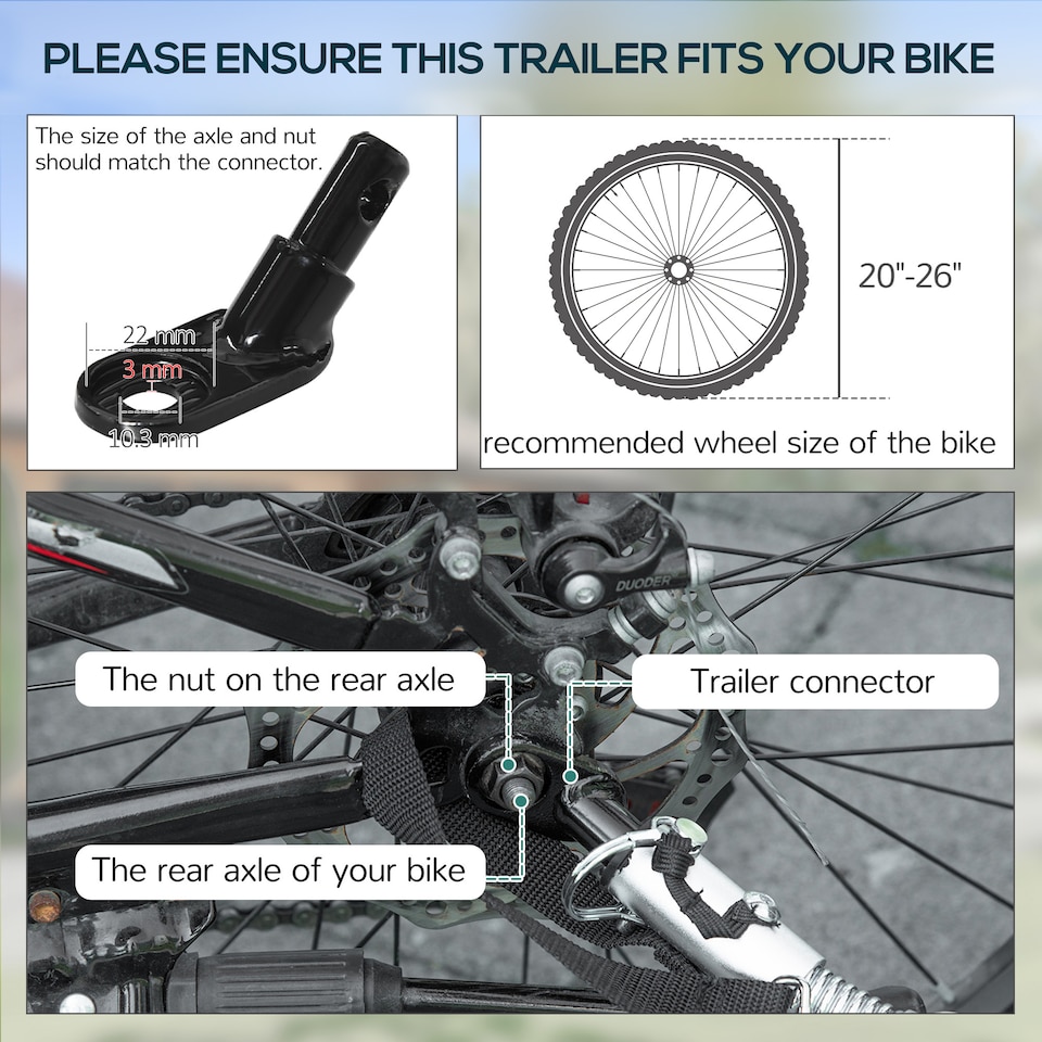 image 1 of HOMCOM Bicycle Cargo Trailer for Shop Luggage Storage Utility w/ Hitch