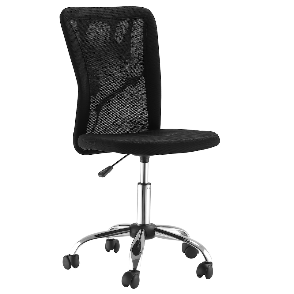 image 1 of Vinsetto Office Chair, Armless Desk Chair, Adjustable Computer Swivel Chair with Rolling Wheels and Mesh Back for Home Work Study, Black
