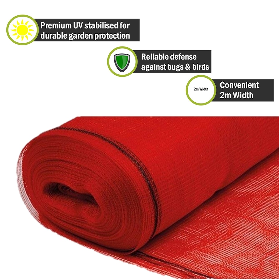 image 1 of Pegdev Red Heavy Duty Plants & Crops Netting 2m x 14m UV Stabilised Mesh