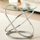 image 2 of Chrome Effect Round Abstract Tempered Glass Lamp Table In Silver
