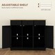 image 4 of HOMCOM Sideboard Buffet Cabinet with Rubber Wood Top and Drawers, Black Black | Rubberwood top