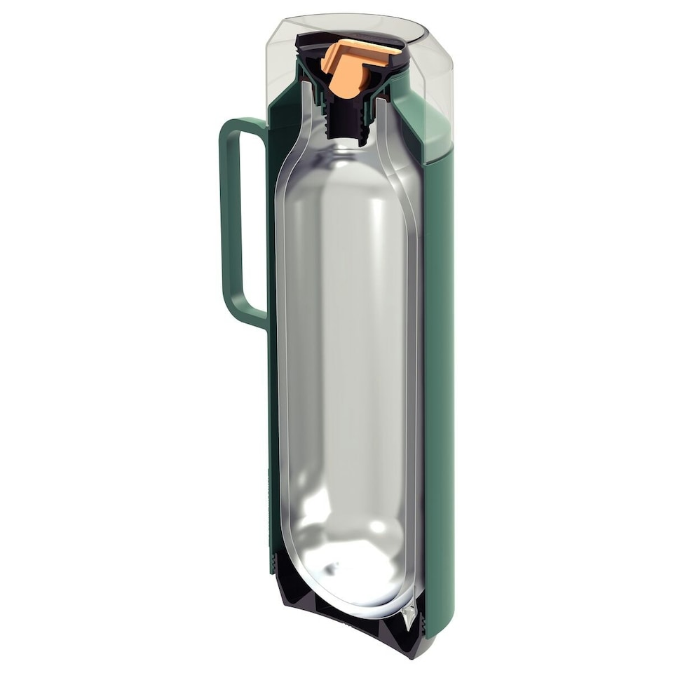 image 1 of Tramontina Thermal Flask with Cup Lid and Interior Glass Container (Olive Green, 1.0l)