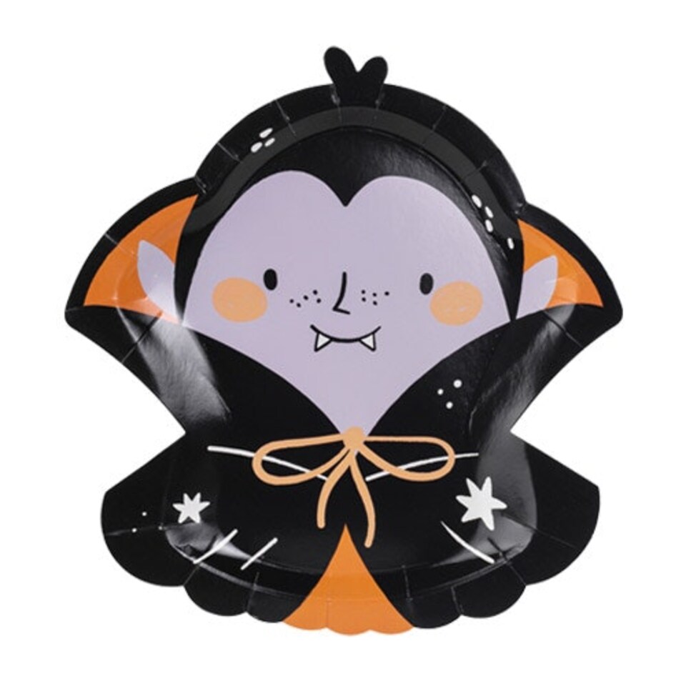 image 1 of Dracula Vampire Shaped Halloween Paper Plates 25cm - Pack of 6