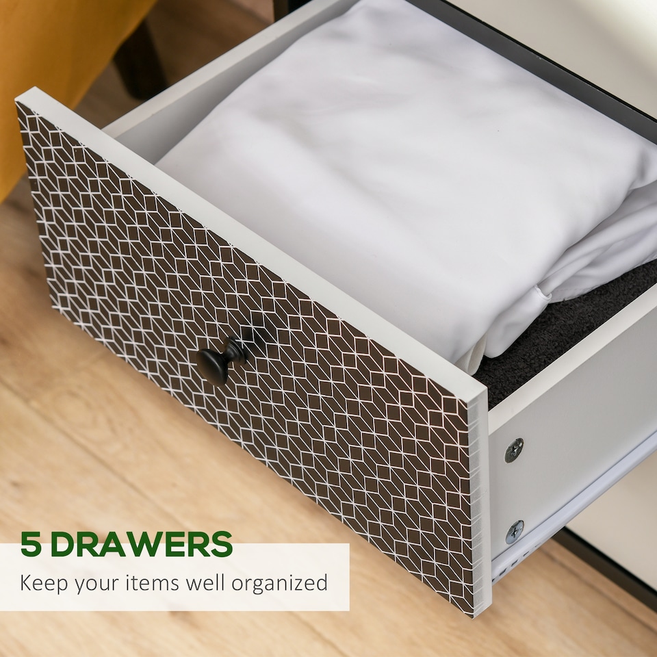 image 1 of HOMCOM Chest of Drawers, 5 Drawer Dresser, Vertical Storage Organizer Unit for Bedroom, Living Room