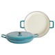image 1 of Argon Tableware Shallow Casserole Dish - Cast Iron Enameled Dutch Oven - Self-Basting Lid - Hob to Oven - 2.3 Litre | Blue | Teal Ombre | 2