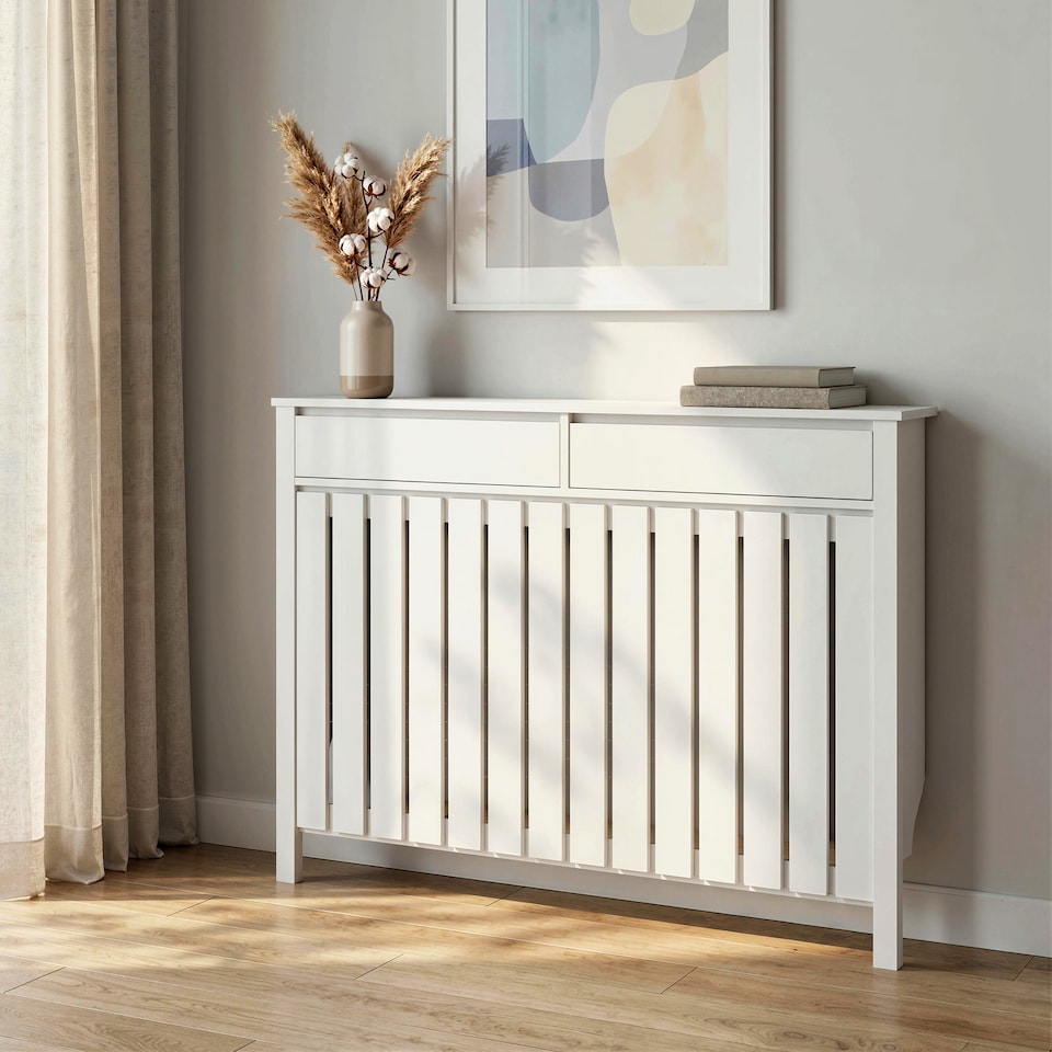 image 1 of HOMCOM Large Radiator Cover with Drawers and Vertical Slats