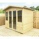 image 3 of 8 x 7 Pressure Treated Tongue And Groove Apex Summerhouse + Overhang + Safety Toughened Glass + Euro Lock with Key (8' x 7' / 8ft x 7ft) (8x7)
