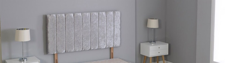 Silver Crushed Velvet 9 Panel Headboard | Silver | 5FT King 26"inch Headboard