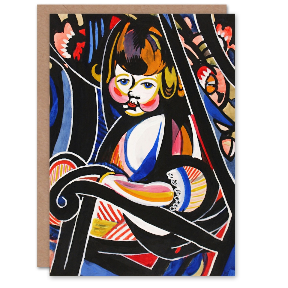 image 1 of Henry Lyman Sayen Art Card Child in Rocker Abstract Painting