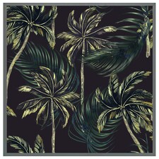 Green palm on black (Picutre Frame) Grey | L
