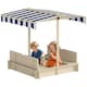 image 9 of Outsunny Kids Square Wooden Sandpit, Children Sandbox Outdoor Playset