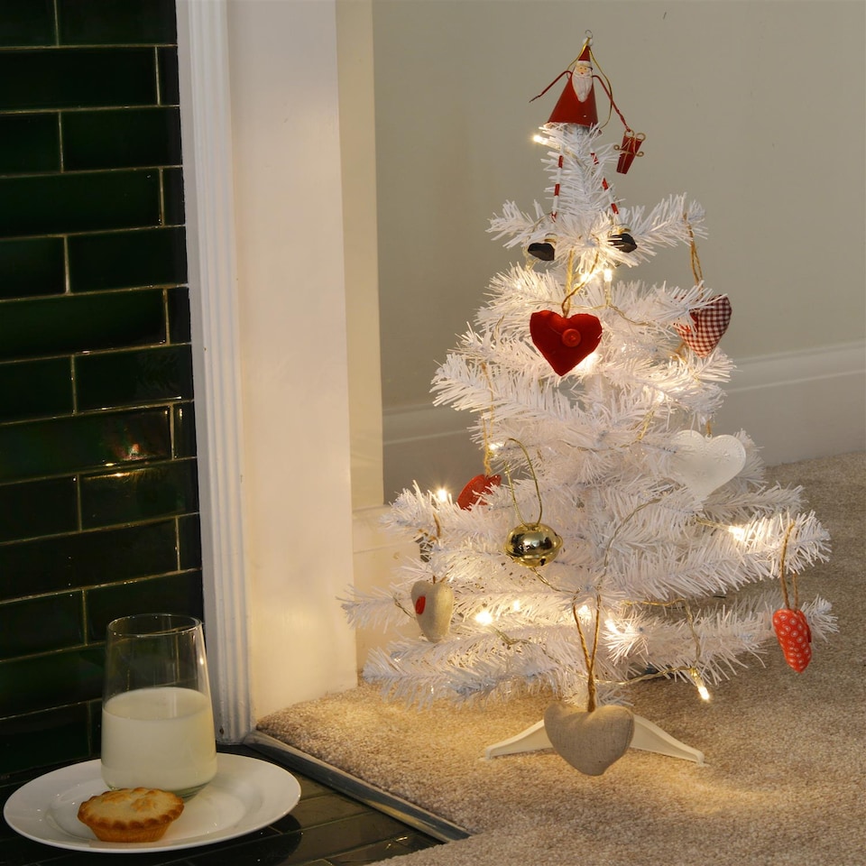 image 1 of Harbour Housewares Artificial Fir Christmas Tree - 60cm - White