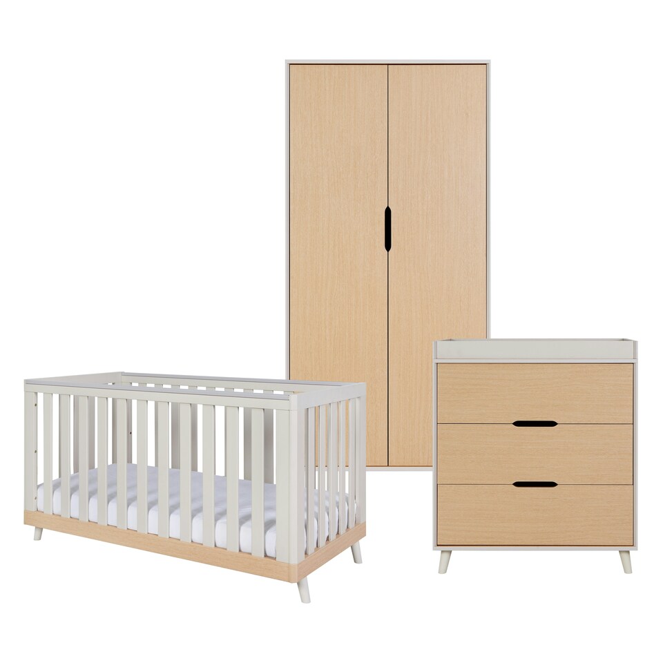 image 1 of Tutti Bambini Hygge 3pc Room Set - Light Oak/White Sand