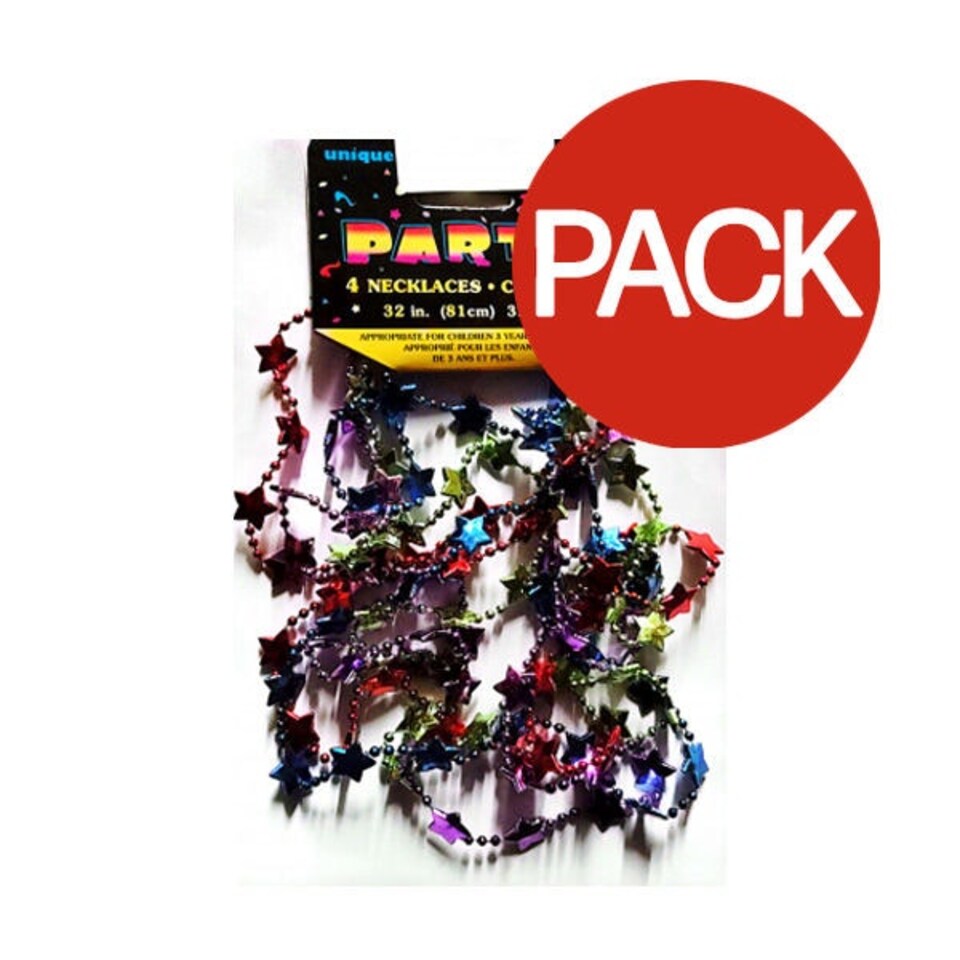 Unique Party Beaded Necklace (Pack of 4) - Multicoloured - One Size (UTSG34864) One Size