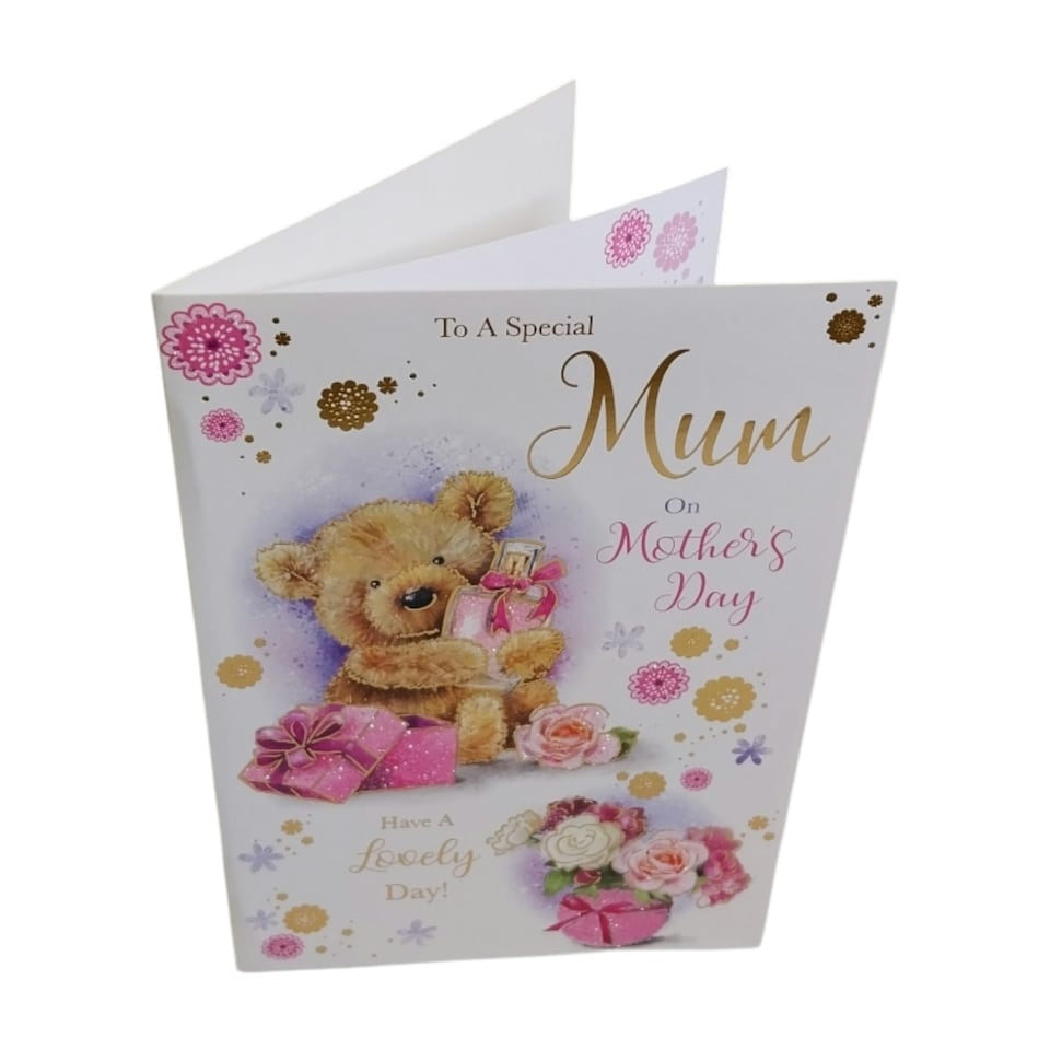 image 1 of To A Special Mum Cute Teddy With Perfume Bottle Design Mother's Day Card