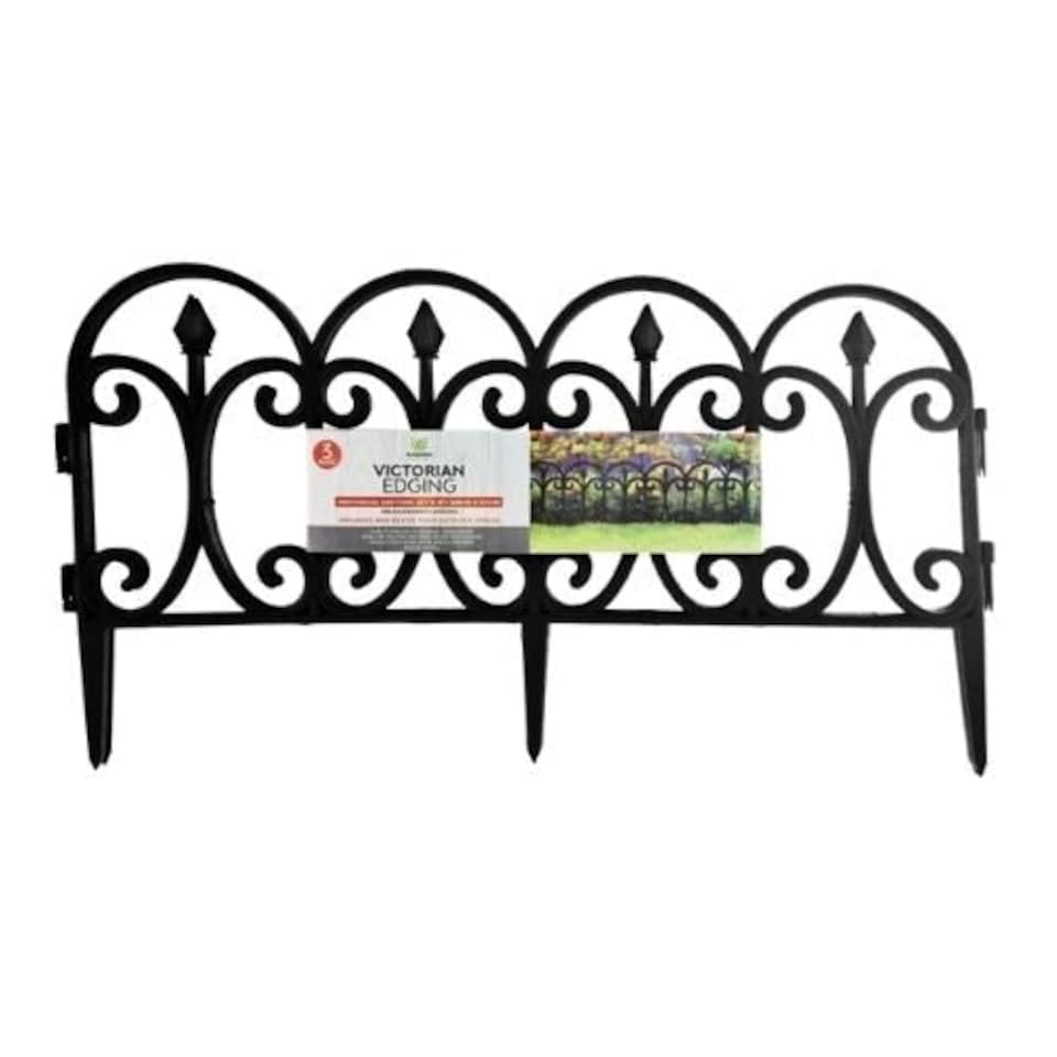Garden Essentials Victorian Edging Fence 3 Pk Black