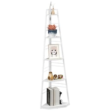 HOMCOM 5-Tier Corner Shelf, Shelving Unit with Adjustable Feet, White White