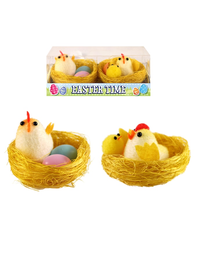 image 1 of Easter Chicks Family with nest 5.5 cm