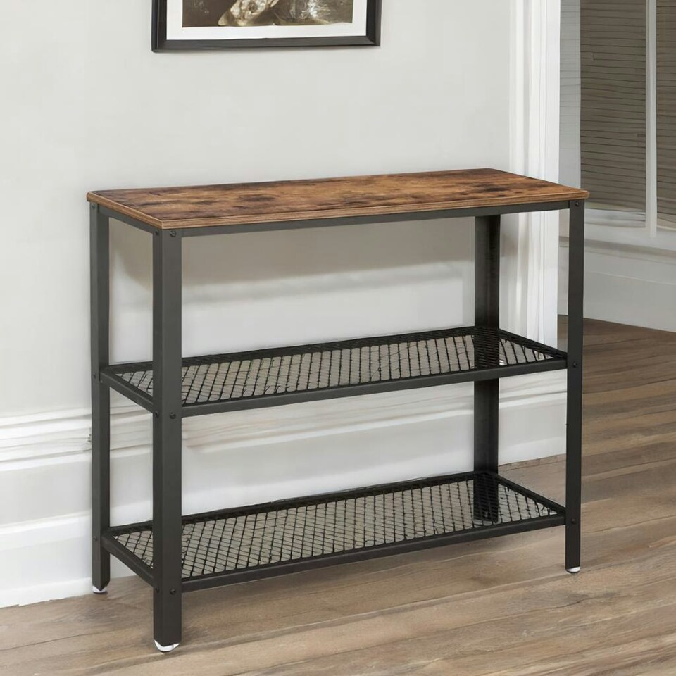 image 1 of 3 Tier Hallway Console Table Rustic Brown Brown