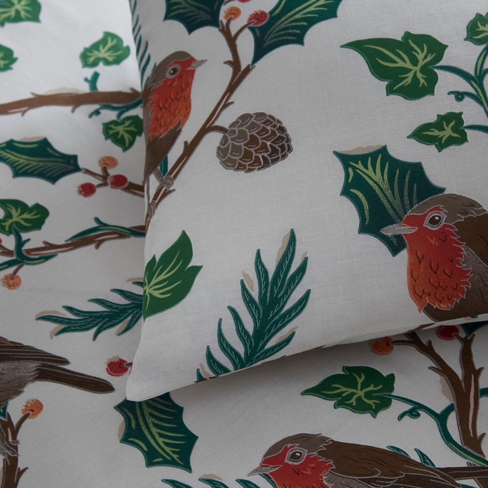 image 1 of Dalby Robins Holly Soft Easy Care Bed Linen Bedding Duvet Cover Quilt Set With Pillow Case | Blue | Single