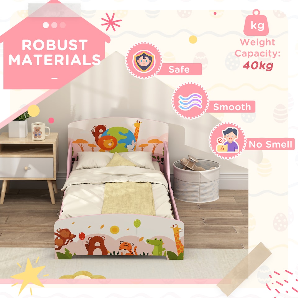 image 1 of AIYAPLAY Toddler Bed, Cute Animal-Themed Kids Bed Frame, 143 x 77 x 60cm