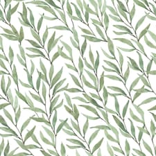 Sample of Willow Leaf Wallpaper in Green Multi