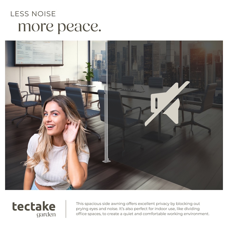 image 1 of Garden Privacy Screen with retractable side awning and aluminium casing | Black | black | 1