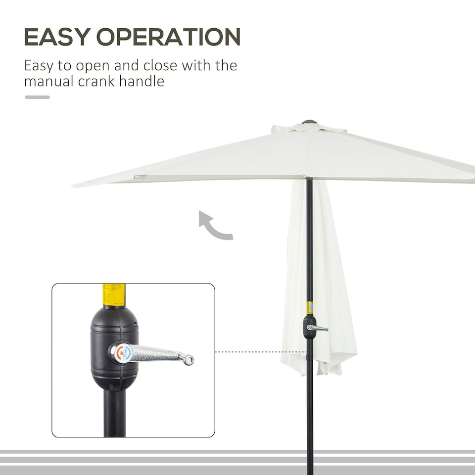 image 1 of Outsunny 2.7m Metal Frame Garden Furniture Parasol Half Round Umbrella