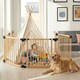 image 10 of Bettacare Wooden Multi Panel Flexible Pet Barrier, Natural Wood, up to 176cm Wide, Dog Barrier for Pets Dogs and Puppy Cream | Natural