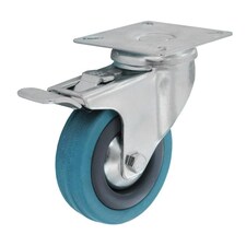 Smiths Ironmongery Swivel Castor - Steel/Blue - 100mm