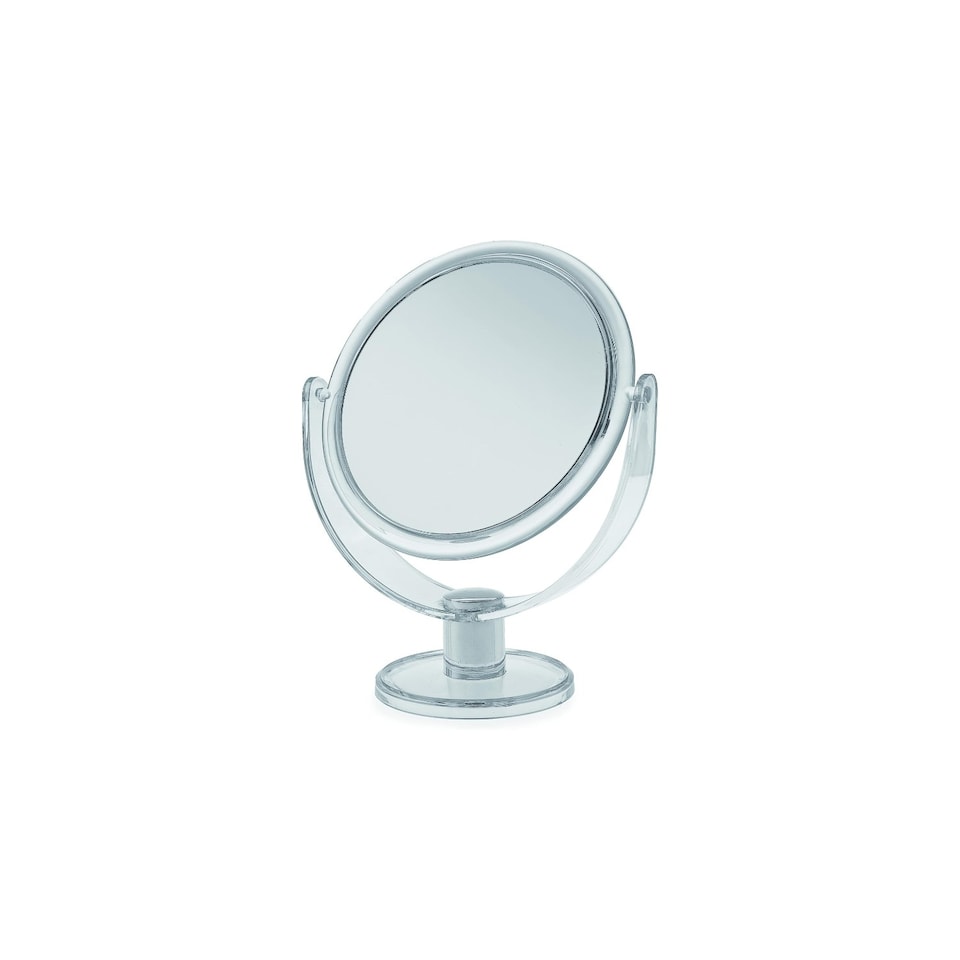 image 1 of Blue Canyon Free Standing Small Round Plastic Cosmetic Mirror Vanity Makeup Grooming Mirror for Bathroom and Bedroom